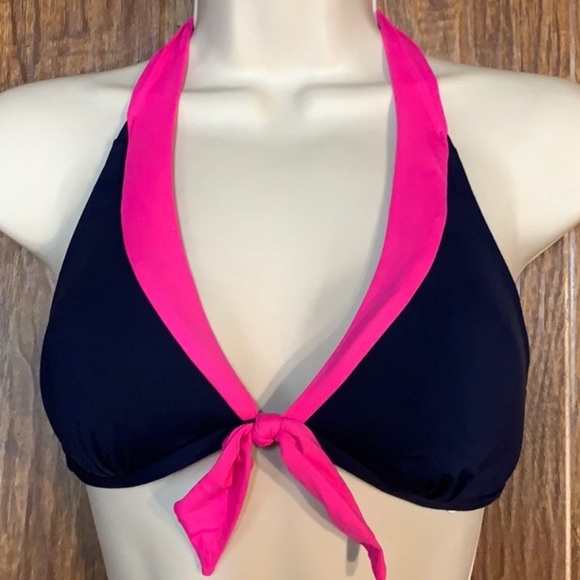Anne Cole Other - Navy Blue and pink bikini swim top size small NWT
